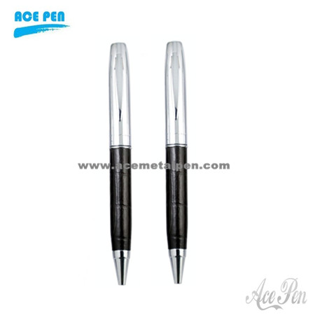 Black Leather Metal Pens