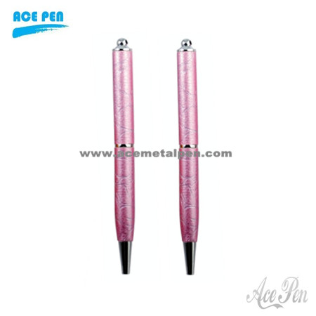 Fashion Pink Leather Ball Pen