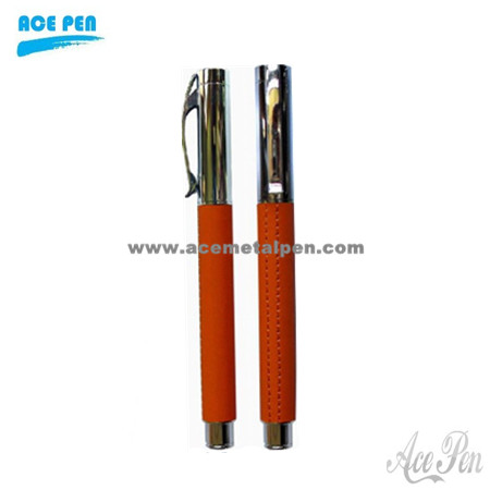 Elegant Leather Ball Pen and Roller Ball Pen Set
