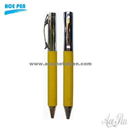 Elegant Leather Ball Pen and Roller Ball Pen Set
