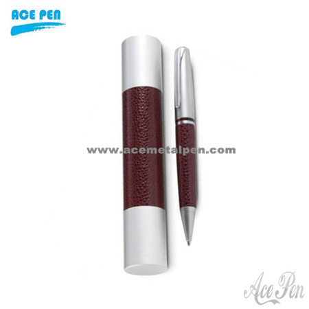 PU leather pen set with ball pen and leather pouch