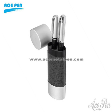 PU leather pen set with ball pen and leather pouch