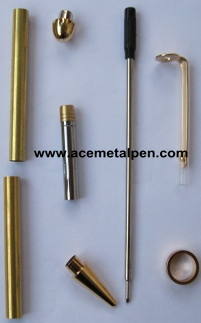 Round Top European pen kits is 24kt Gold